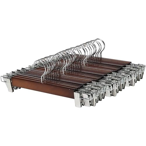 スカートハンガー ズボンハンガー クリップ 洗濯 ハンガー 360度回転 天然木製