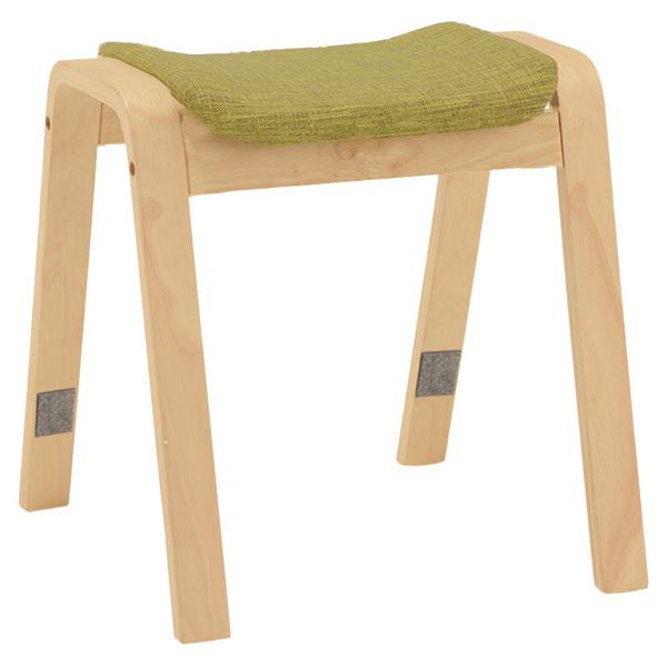 [2個セット] スタッキングスツール 約幅43.5x奥行43.5x高さ45.5cm ナチュラル/グリーン