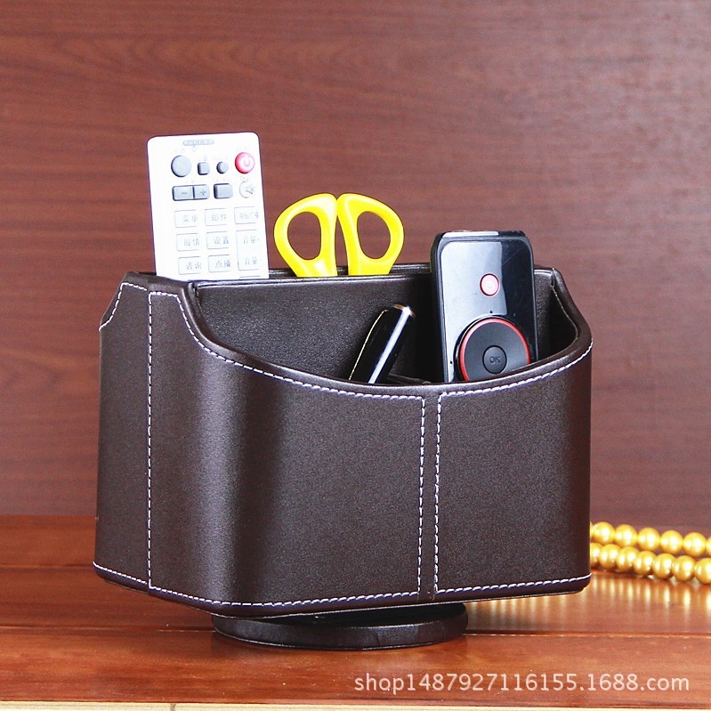 360 度回転するデスクトップの多機能収納ボックス革製のスタイリッシュなオフィス用ペンホルダー人気商品