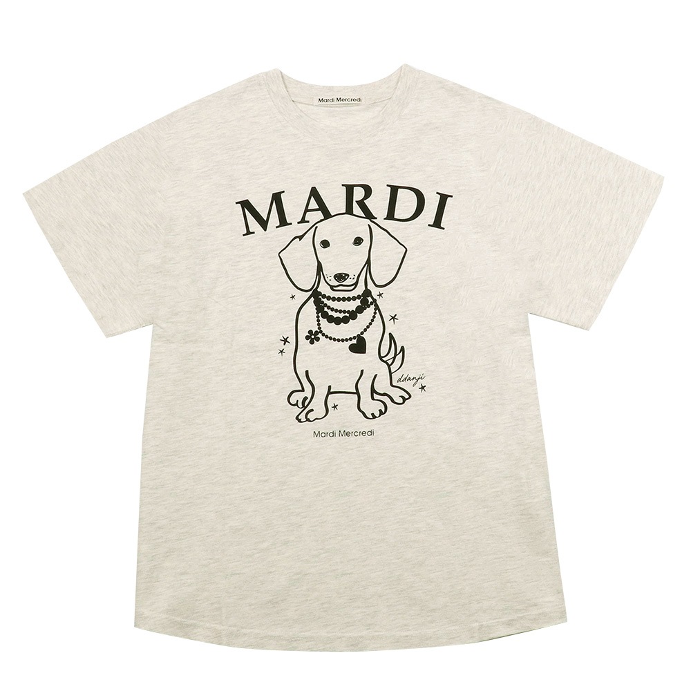 Tシャツ TSHIRT SWING THE TAIL DDANJI PEARL NECKLACE OATMEAL BLACK 半袖 レディース 韓国 ファッション アパレル