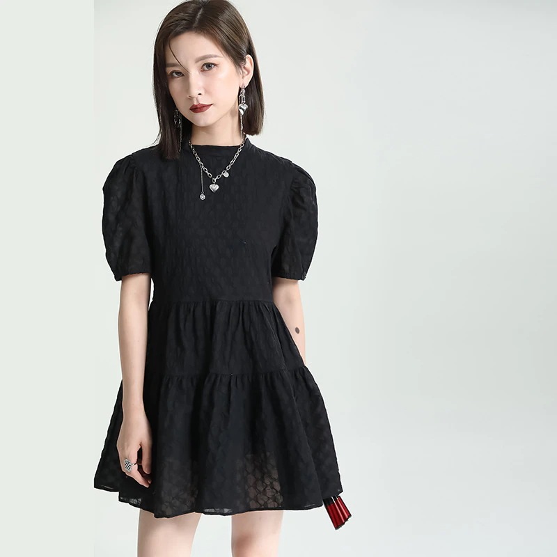 暗黒風 ショートワンピ レースアップ フリル袖 Aライン ワンピース30%までに制限