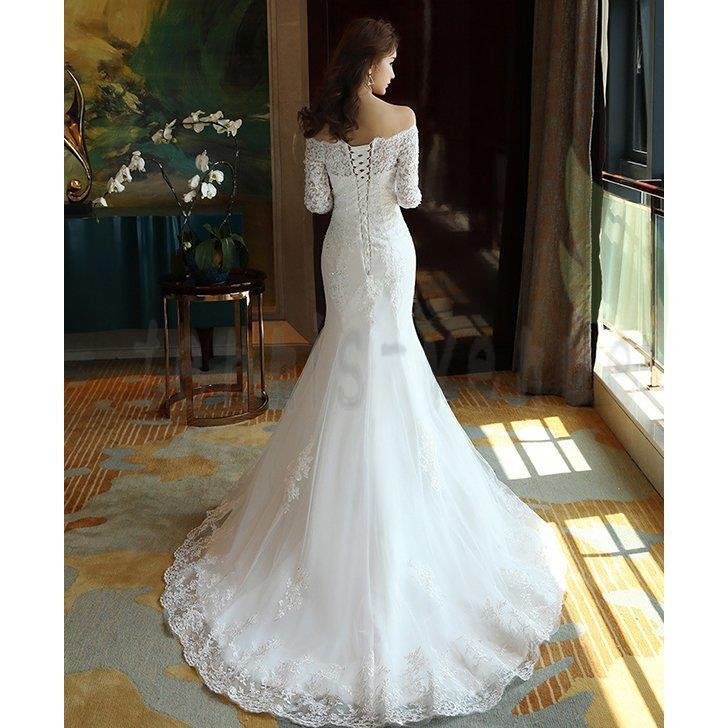 ウェディングドレス マーメイドライン ウエディングドレス 安い 花嫁 ロングドレス 披露宴 マーメイ