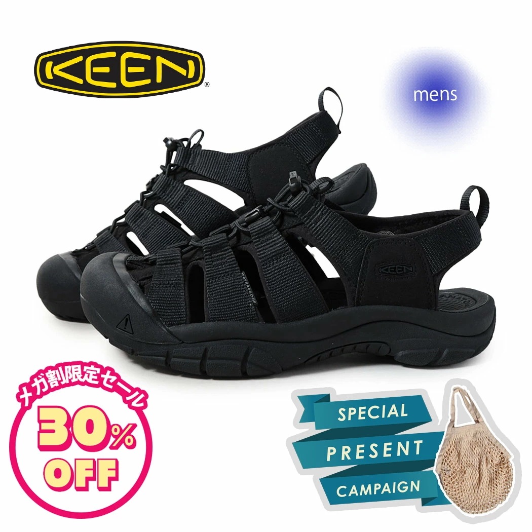 今だけ購入でプレゼント！KEEN キーン ニューポート エイチツー サンダル NEWPORT H2 BLACK ( ブラック 黒 アウトドア スニサン スポーツ メンズ 1022258 )