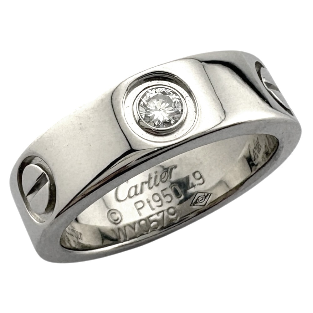 カルティエ ラブ 1P ダイヤモンド リング 指輪 9号 Pt950プラチナ ダイヤモンド CARTIER 中古 美品
