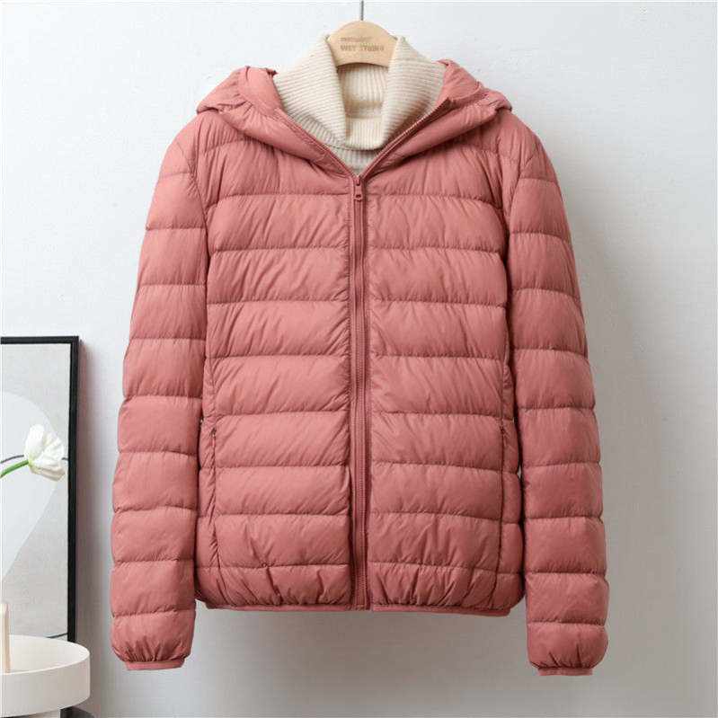 ダウンコート ダウンジャケット ライトダウン 軽量 インナーダウンコート 薄型 防風 無地 フード付き 合わせやすい 冬アウター 防風 おしゃれ 春秋冬 韓国通勤 ブラック S ホワイトダックダウン