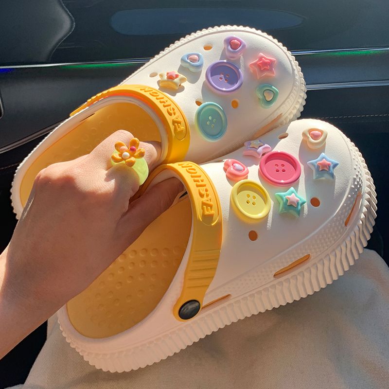 黄色のドーパミンはウンコを踏む感覚を高める厚底ホールシューズ2024レディース夏服滑り止めビーチシューズホリデー1145124265