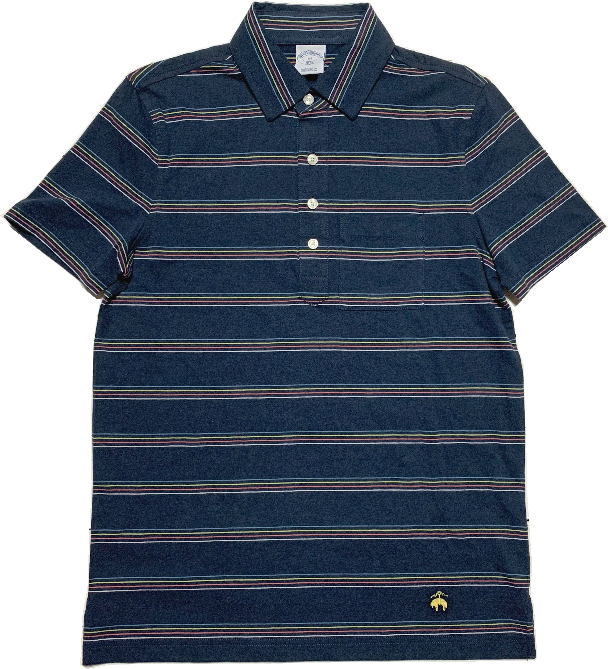 ワンポイント 半袖 スムース ボーダーシャツ ネイビー Brooks Brothers BB2-009