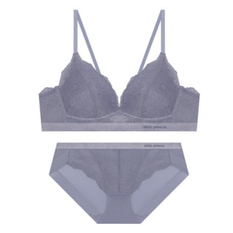 ソフトフィット ノーワイヤ レース ブラパンツ セット - グレーシーパープル 75B 95