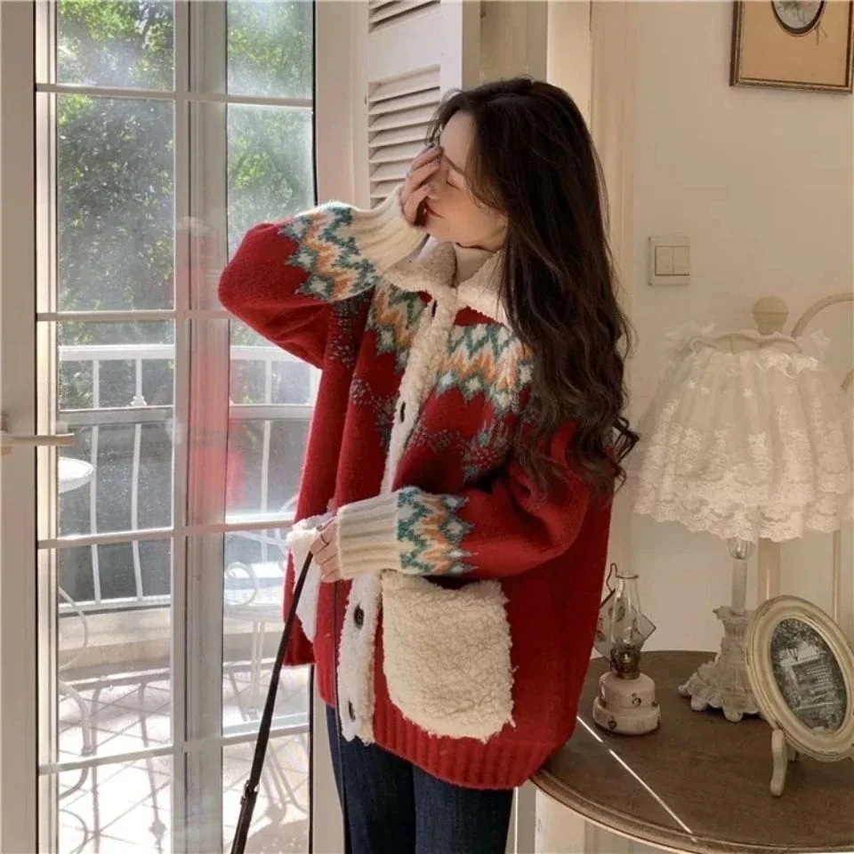 ベーシックニットカシミヤタッチ秋冬 厚手 新商品 フェイクラムズフリース コート 怠惰な風 クリスマス セーター 百掛け クリスマスコスチュームタートルネックニットラウンドネックニット30%制限