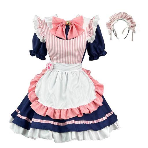 コスパ最高 即納 メイド服 メイドコスプレ コンカフェ メイド 猫爪 ネコ娘 可愛い メイド ショート丈 メイドコスチューム ハロウィン仮装 メンズ 妹系メイド 大きいリボン セット 一式 こすぷれ