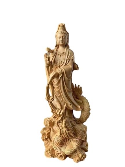 仏像 木彫 観音菩薩像 龍上観音菩薩 檜木 仏像 仏具