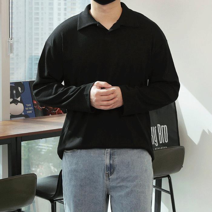 WBR セレニティ リブ オープンカラー 長袖Tシャツ