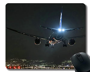 ステッチ付きマウスパッド街並みの光の夜の飛行機のラップトップマウスパッドゲームマウスパッド