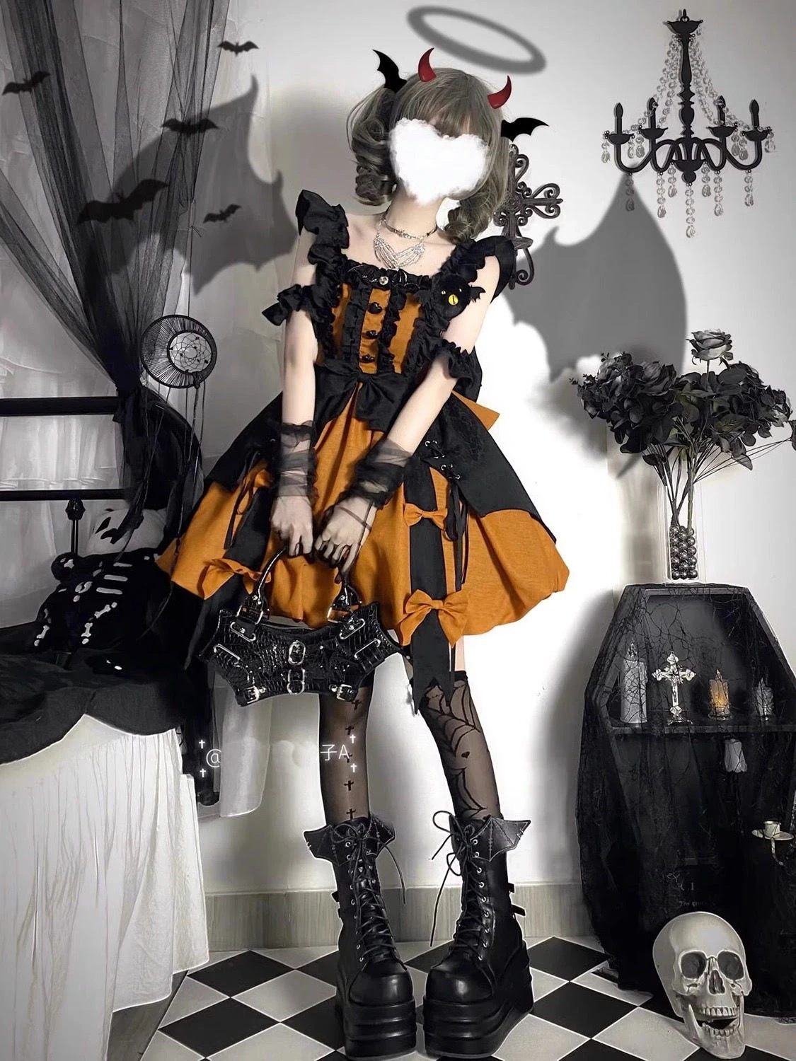 ロリータコスプレゲーム カボチャ ハロウィン コスプレ メイド服 かわいい 魔女jskワンピース プリンセススカート 仮装 洋服