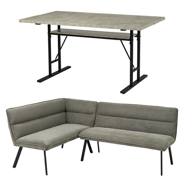 LT-4770GY-ロイス2P左肘S-DGY グレー/左肘ダークグレー ダイニング3点セット メーカー直送