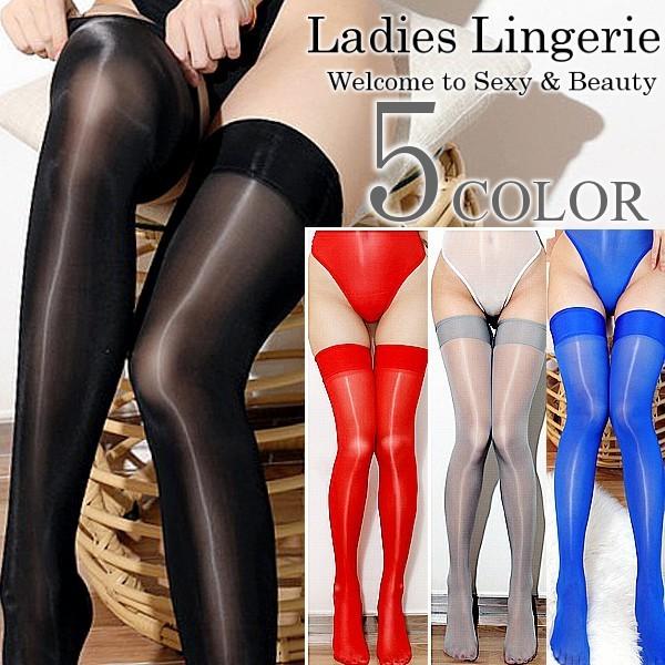 メガ割 ストッキング 太もも丈 ニーハイストッキング セクシー カラフル かわいい レディース パンスト 美脚 黒 赤 青 ネコポス便