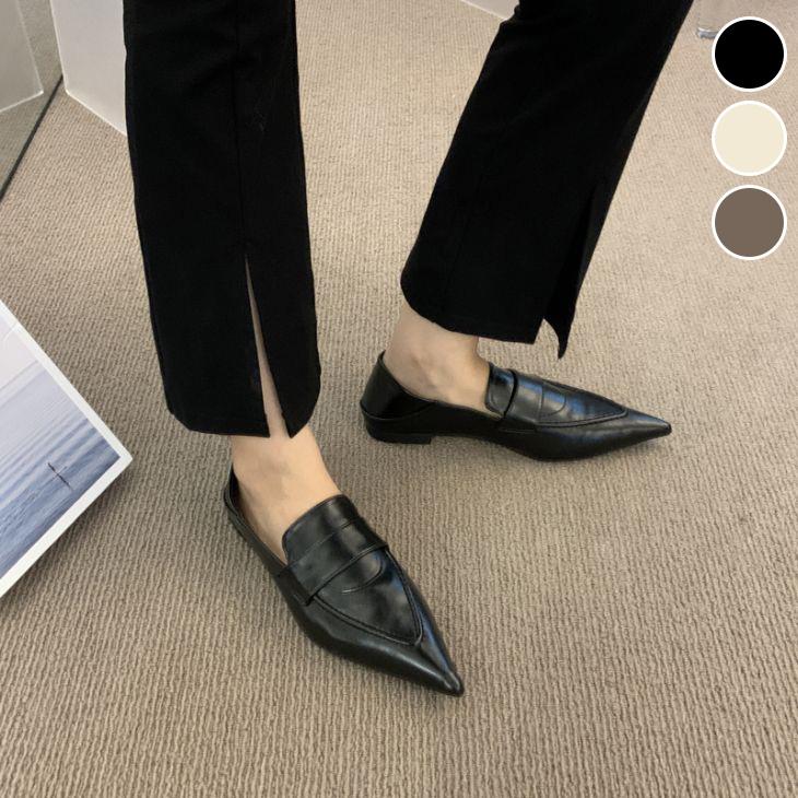 【夏セール！】ポインテッドトゥ フラット ぺたんこ パンプス ローファー 靴 【ash406-643】【予約販売：15-20日】宅込