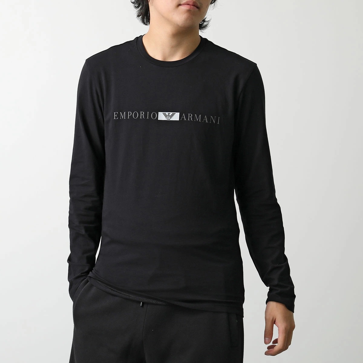 EMPORIO ARMANI UNDER WEAR エンポリオアルマーニ 長袖Tシャツ 111984 4F525 メンズ ロンT ジャージー クルーネック ロゴT 00020/BLACK