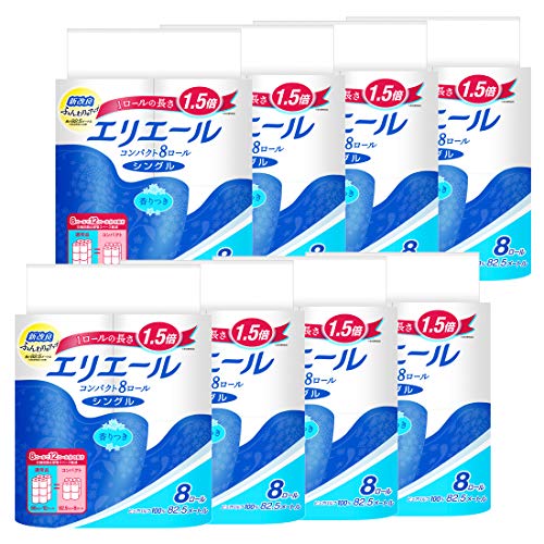 エリエール トイレットペーパー 1.5倍巻き 82.5m64ロール(8ロール8パック) シングル パルプ100% リラックス感のある香り【ケース販売 】