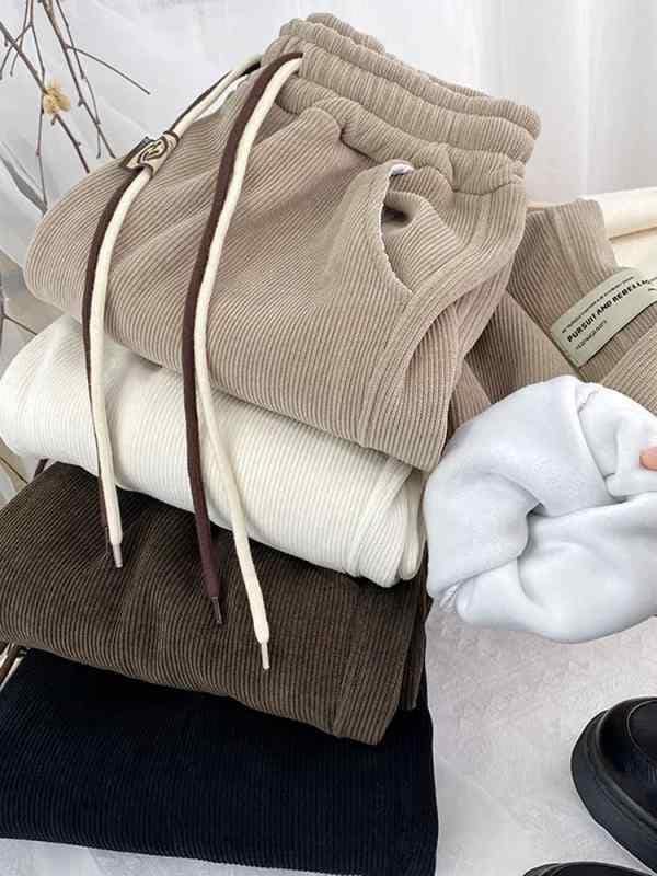 パンツ レディース 秋 冬 カジュアル ベルベット 厚手 コーデュロイ プチ シェニール スウェット レギンス スウェット