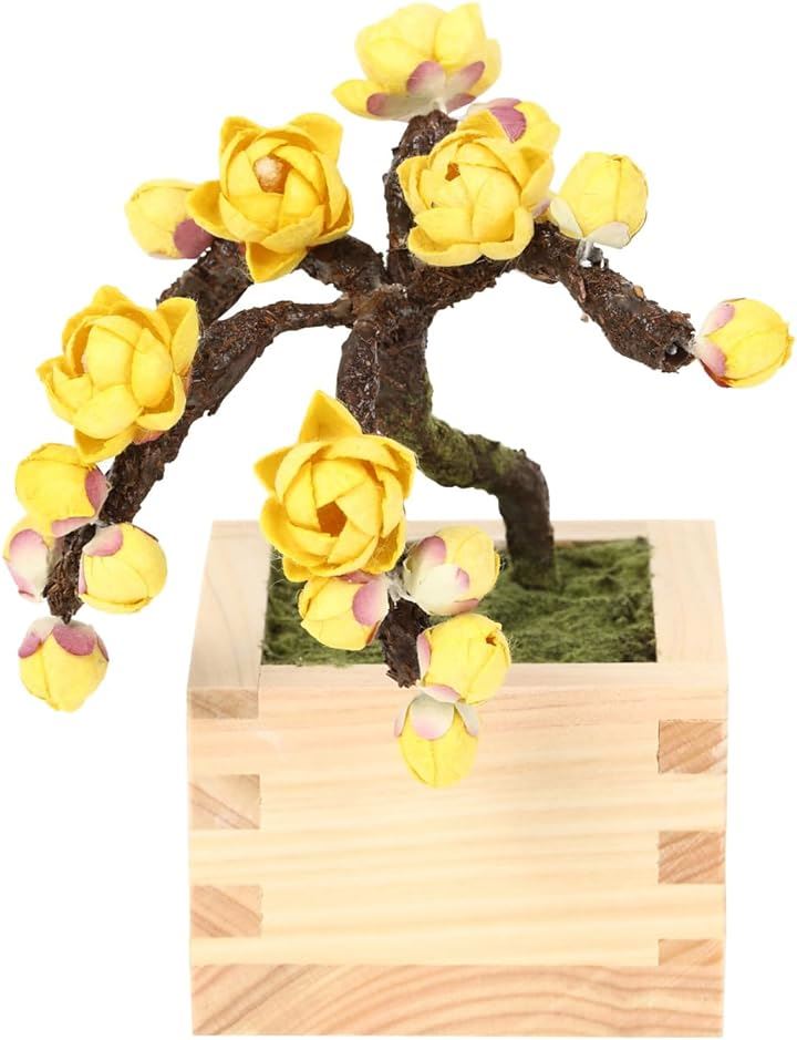 手漉き和紙とひのき升を使用した 盆栽 bonsai 人工観葉植物 造花 和風 和室用 12cm 02. 蝋梅 ろうばい 4,682円