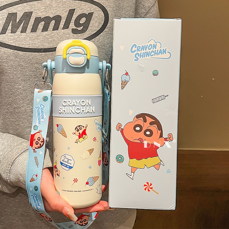 クレヨンしんちゃん 子供用魔法瓶カップ 女子通学用 特製ダブルドリンクカップ 男子学生用 ステンレスカップ