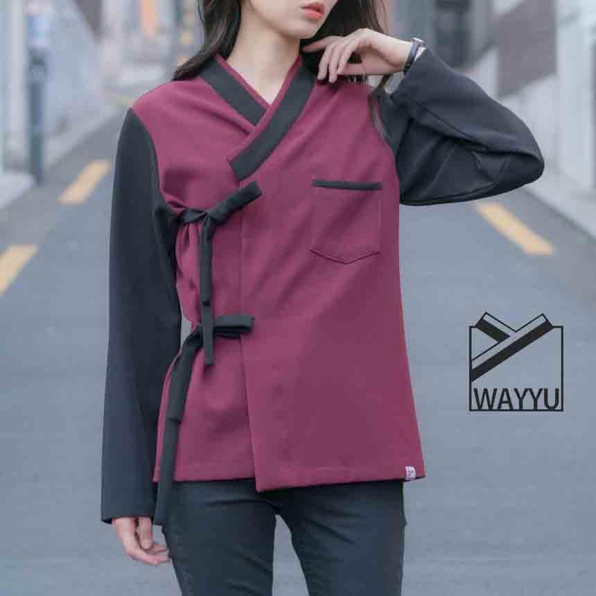 【生活韓服】Modern jeogori (wine) / 男女共用シャツ / 韓国伝統