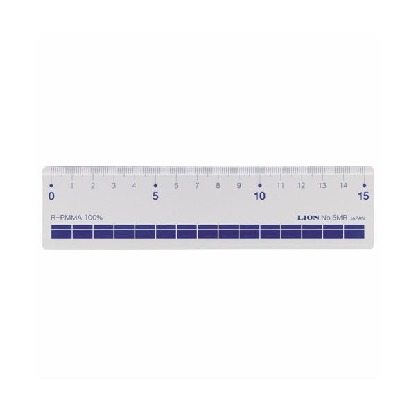 (まとめ) ライオン事務器 再生アクリル直線定規15cm No.5MR 1本 (×50セット)