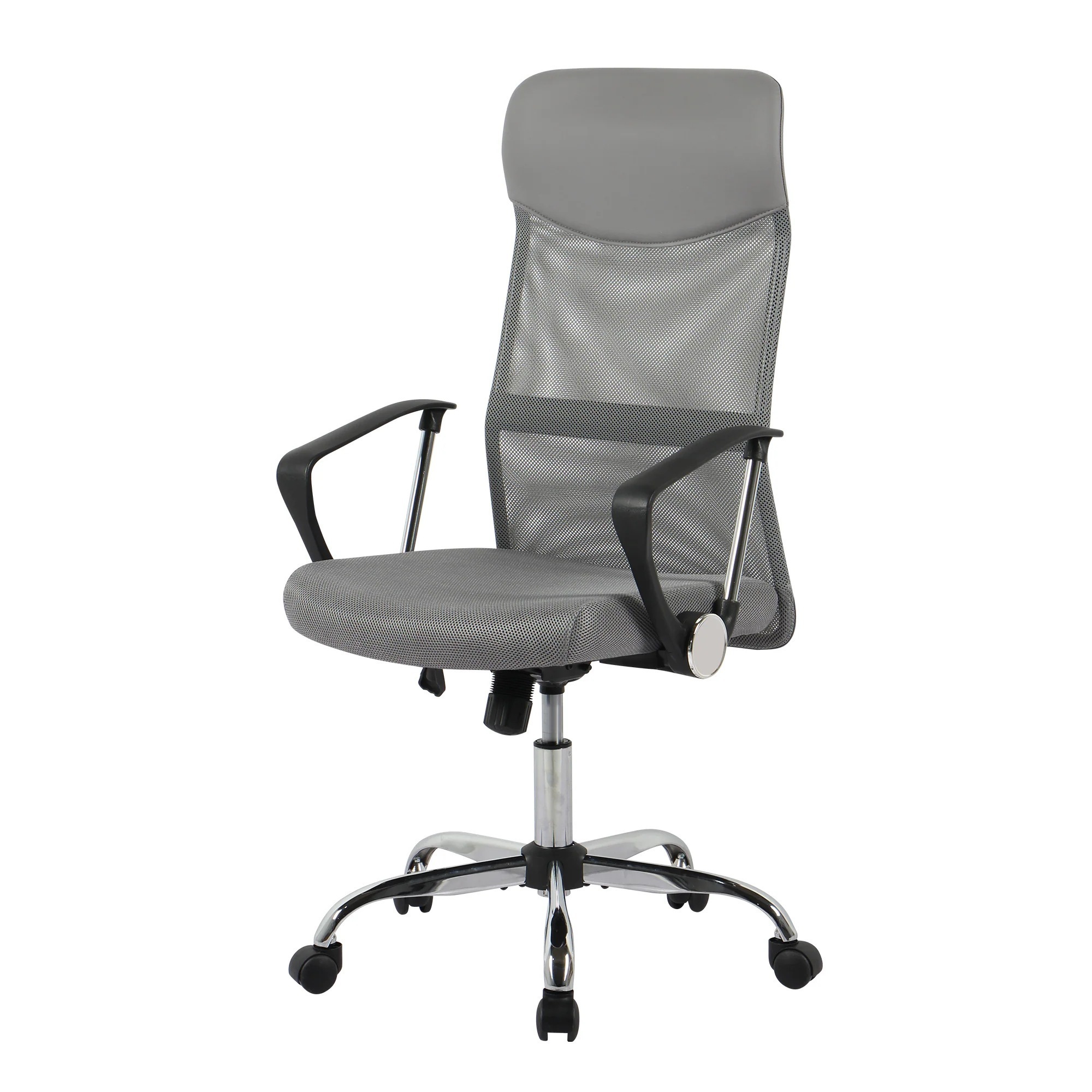 722【ライトグレー】オフィスチェア メッシュ+PU ハイバック　大人気