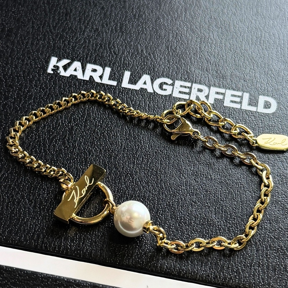 KARL LAGERFELD 正規品 ブレスレット パール チェーン ゴールド ジュエリー レディース カールラガーフェルド アクセサリー ギフト プレゼント 誕生日 記念日 成人 卒業 入学