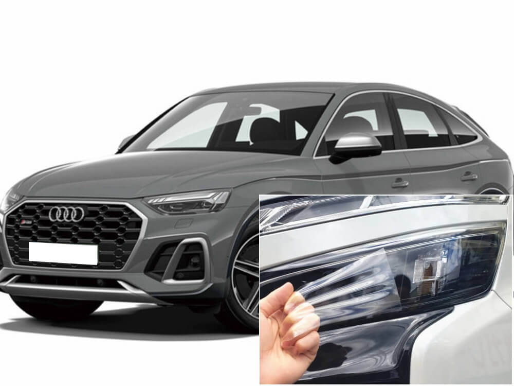 ヘッドライトプロテクションフィルム (アウディ Q5 スポーツバック) 車種専用 カット済み 左右セット ヘッドライト保護
