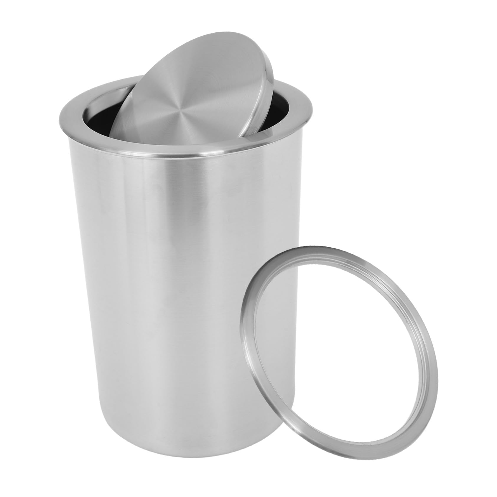 Beaupretty ステンレス製カウンター埋め込みゴミ箱 静音スイング蓋付き 耐傷キッチン バスルーム用 多用途レストラン対応 嵌入式台面垃圾桶