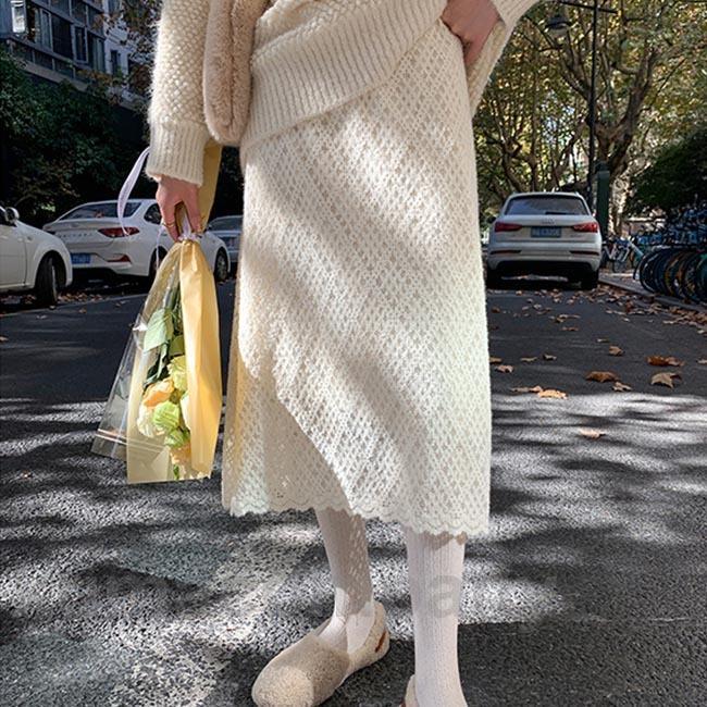 レーススカート 秋冬 ロングスカート レディース スカート ロング丈 レース 厚手 Aラインスカート 姫系 厚手スカート お洒落 レトロ