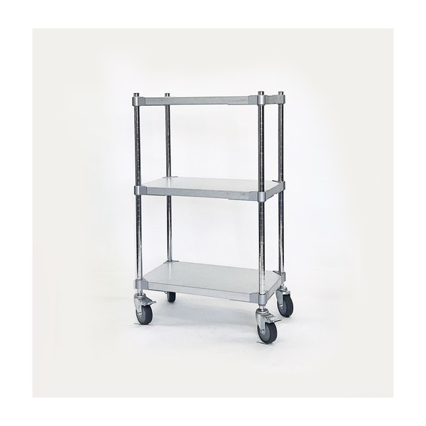 アイ・エル・シー GSW3-35609 燕三条製 PROFACE ガルバリウムソリッドシェルフ3段 350×600×900 キャスター付き クロムメッキポール メーカー直送