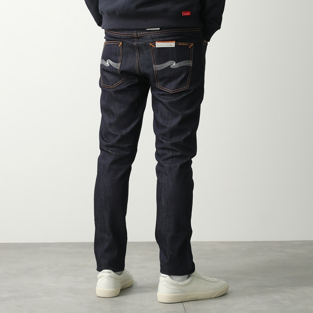 nudie Jeans ヌーディージーンズ ジーンズ Lean Dean Dry Ecru Embo 112742 メンズ スリムテーパード ジップフライ ストレッチ 5ポケット デニム EMBO