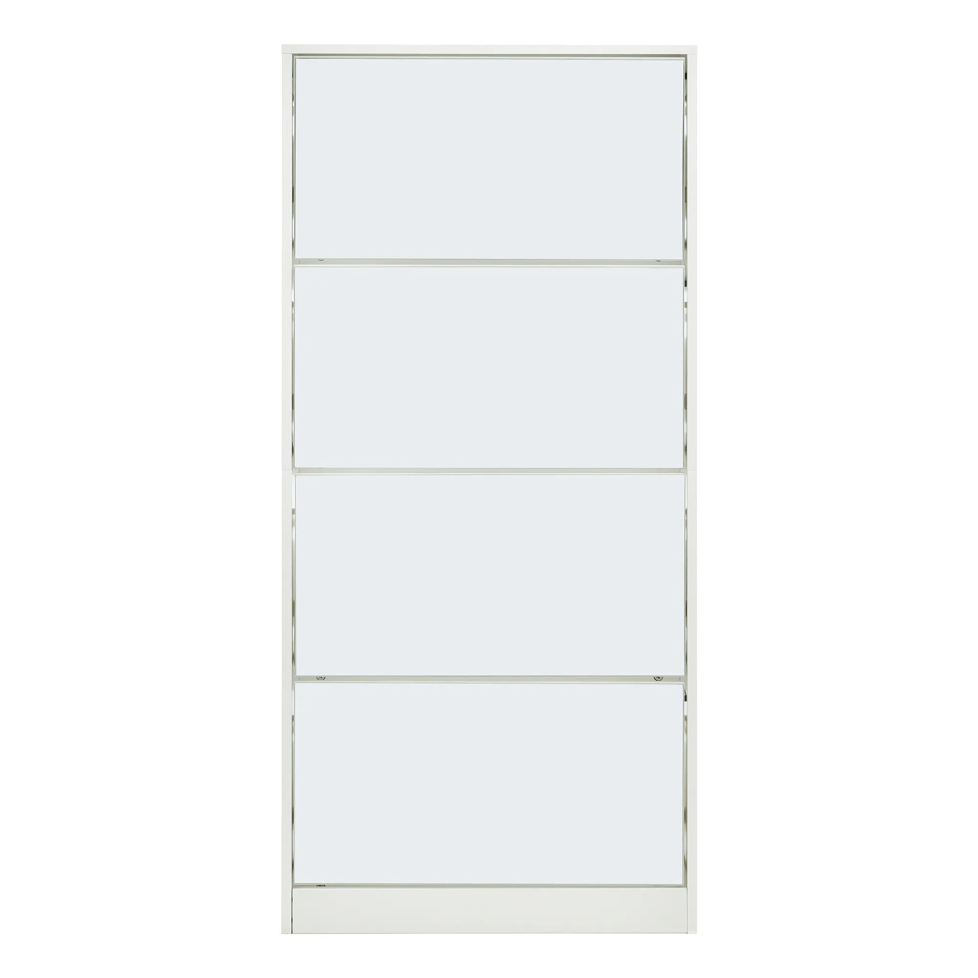 【国内発送 無-送料】256【新品】　ホワイト 薄型 4段 シューズラック スリム シューズボックス 靴箱 下駄箱 ミラー 全身鏡 姿見 スリム くつ箱 靴入れ 収納ラック エントランス 靴収納 靴収