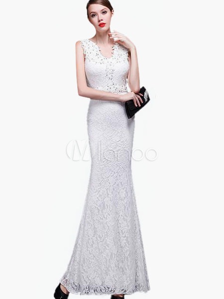 女性のためのダブルVネックレースマキシワンピース