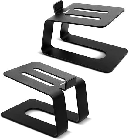 Stageek スピーカースタンド 卓上 小型スピーカーアルミ台座 5上向き傾け 本棚スピーカー用 デスクトップスピーカースタンド ブラック[2台1組]製本機