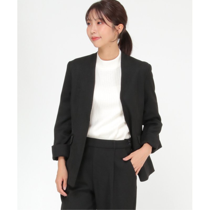 【セットアップ対応】ウールライクV襟裏付きジャケット