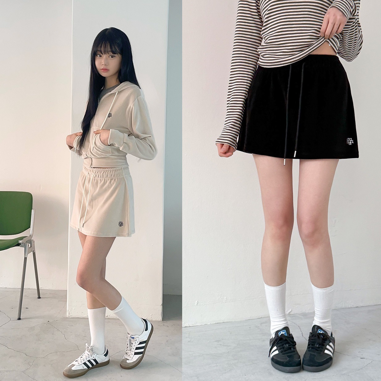 韓国人気 VELOUR TRAINING SKIRT 素材 韓国ブランド おしゃれ レディース カジュアル 新作 人気 トレンド