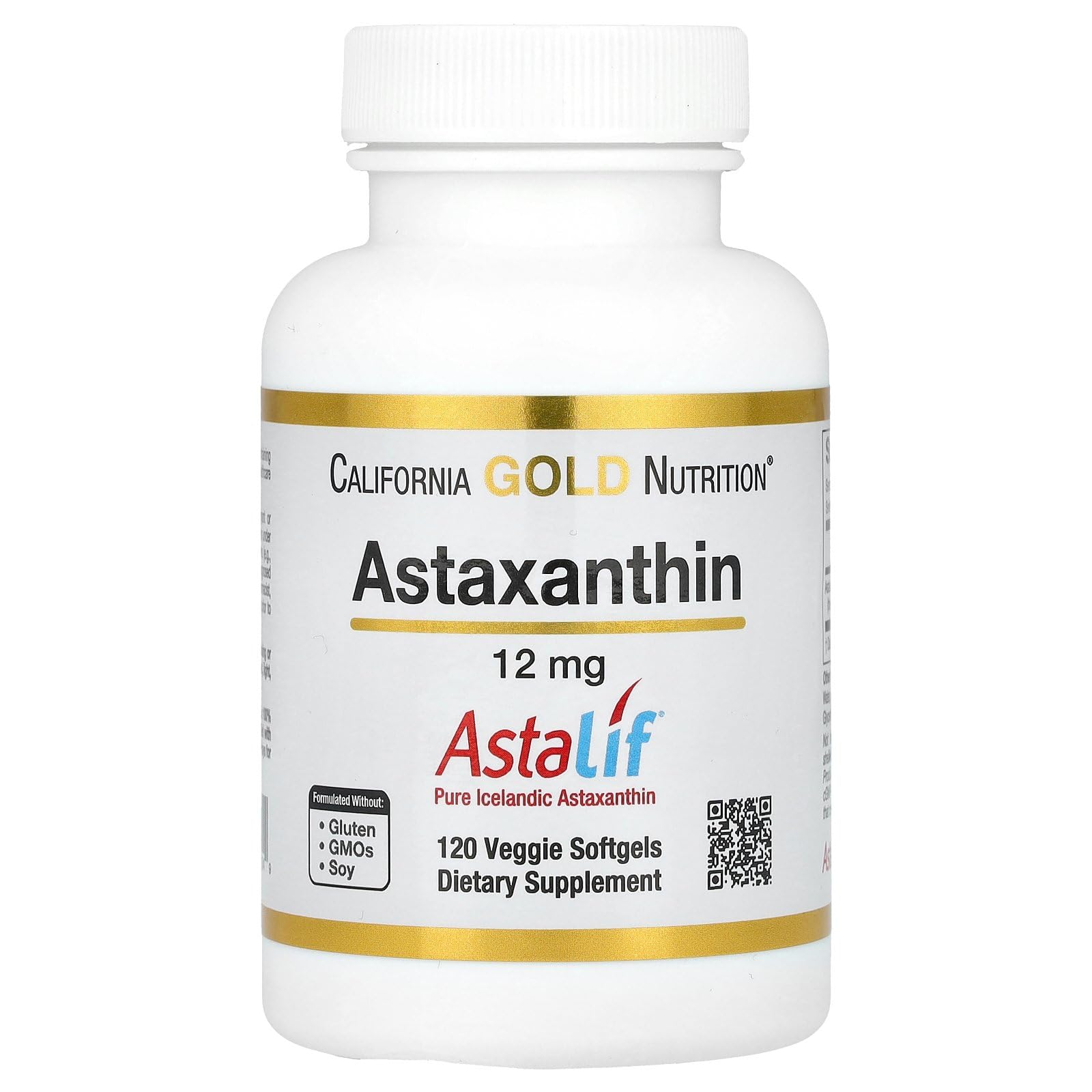 California Gold Nutrition, アスタキサンチンAstaLif（アスタリフ）純アイスランド産12mg植物性ソフトジェル120粒