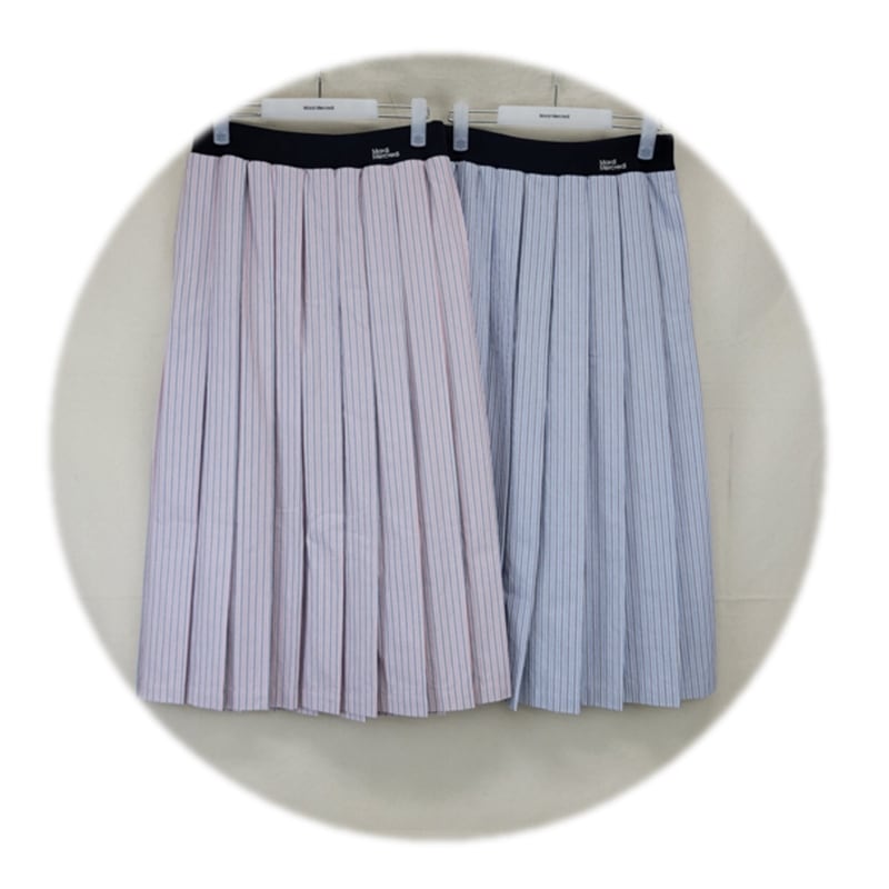 COTTON PLEATED MAXI SKIRT STRIPE