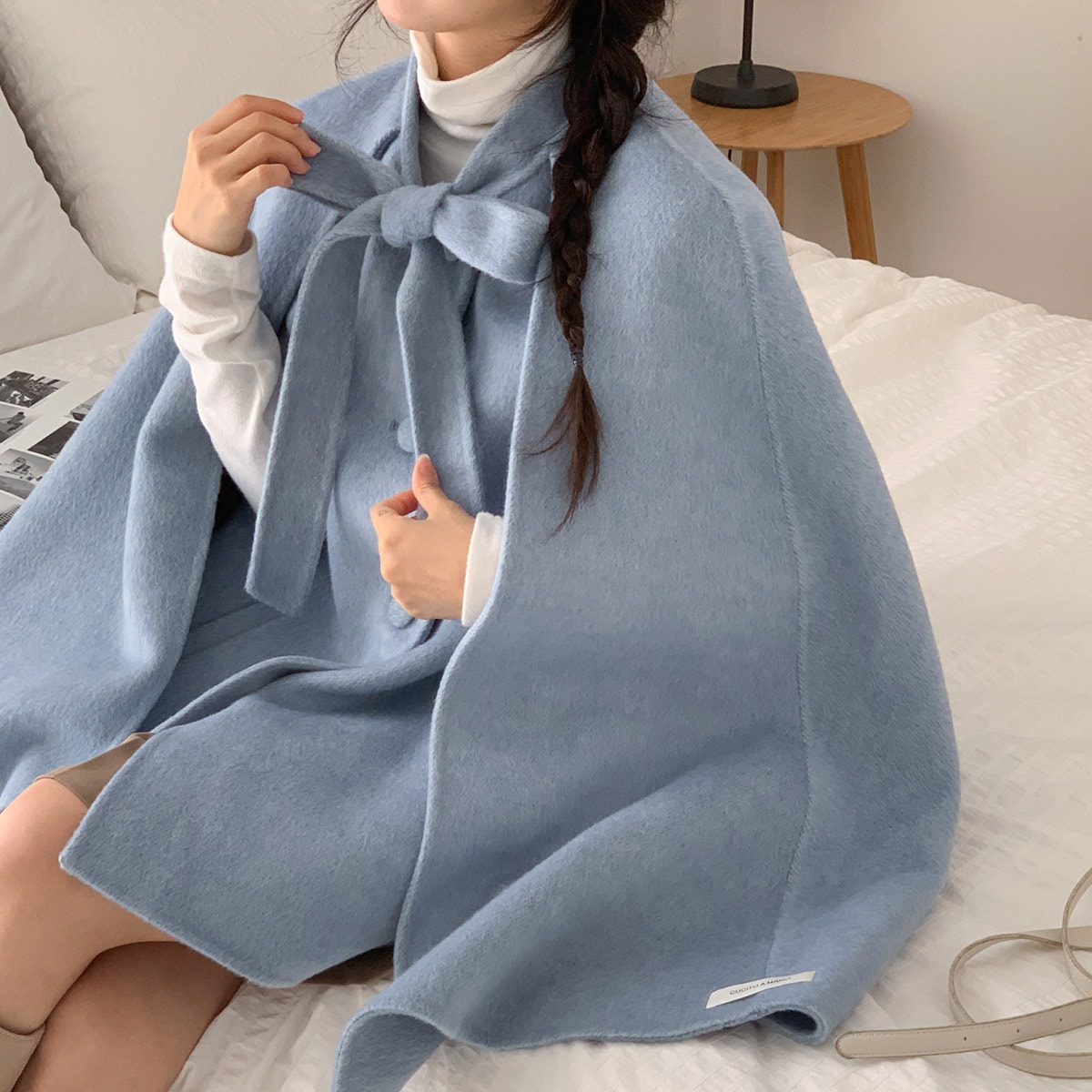 [関税込]ribbon alpaca cape coat 4clors