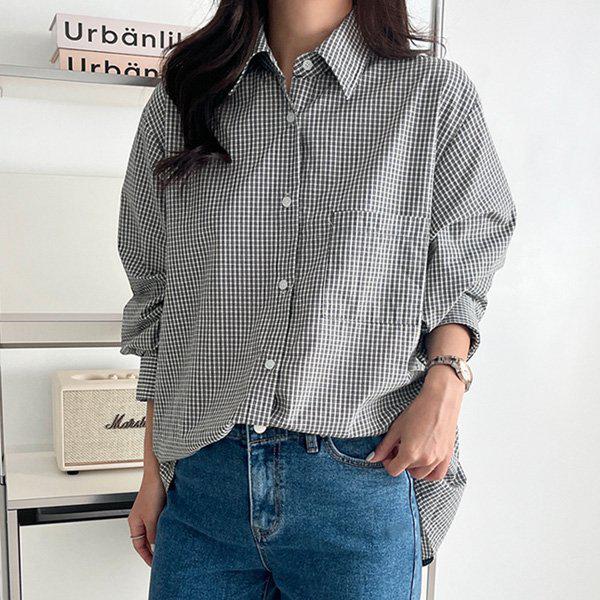 Hスタイル(SH)格子柄シャツ 秋 女性 長袖シャツ 南方 ブラウス NB