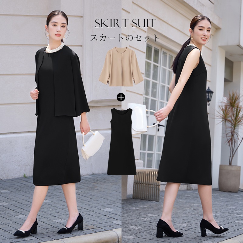 スーツ レディース ワンピーススーツ セットアップ セレモニー スーツ ママ 服 母 入学式 入園式 卒業式 卒園式 結婚式 ノーカラージャケット 大きいサイズ