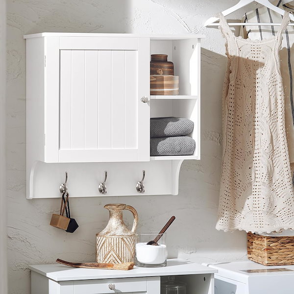 北欧 省スペース 壁掛け式 吊り戸棚 収納 SoBuy 吊り戸棚 洗面所 収納 トイレ収納 吊り棚 トイレ 幅40*奥行21*高