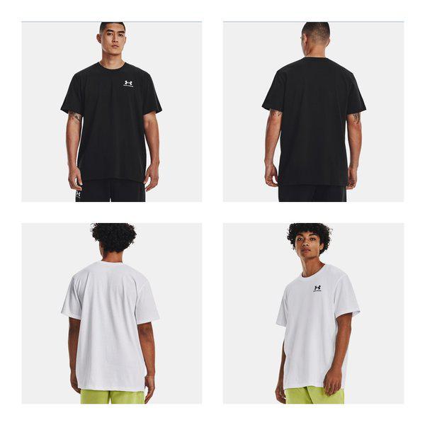 1373997 ブラック ホワイト 2カラー 男性用トップス UAロゴ 刺繍 ヘビーウェイト半袖Tシャツ