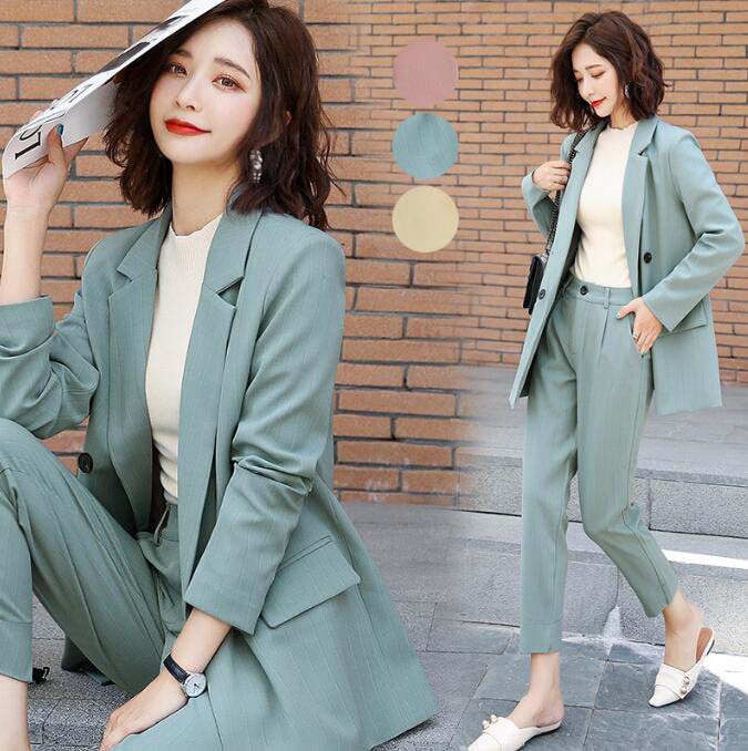 ビジネススーツ セレモニースーツ パンツスーツ フォーマル リクルートスーツ レディース 上下セット 2点セット スーツ ジャケット+パンツ スーツ ピンク/イエロー/グリーン 大きいサイズ お呼ばれ