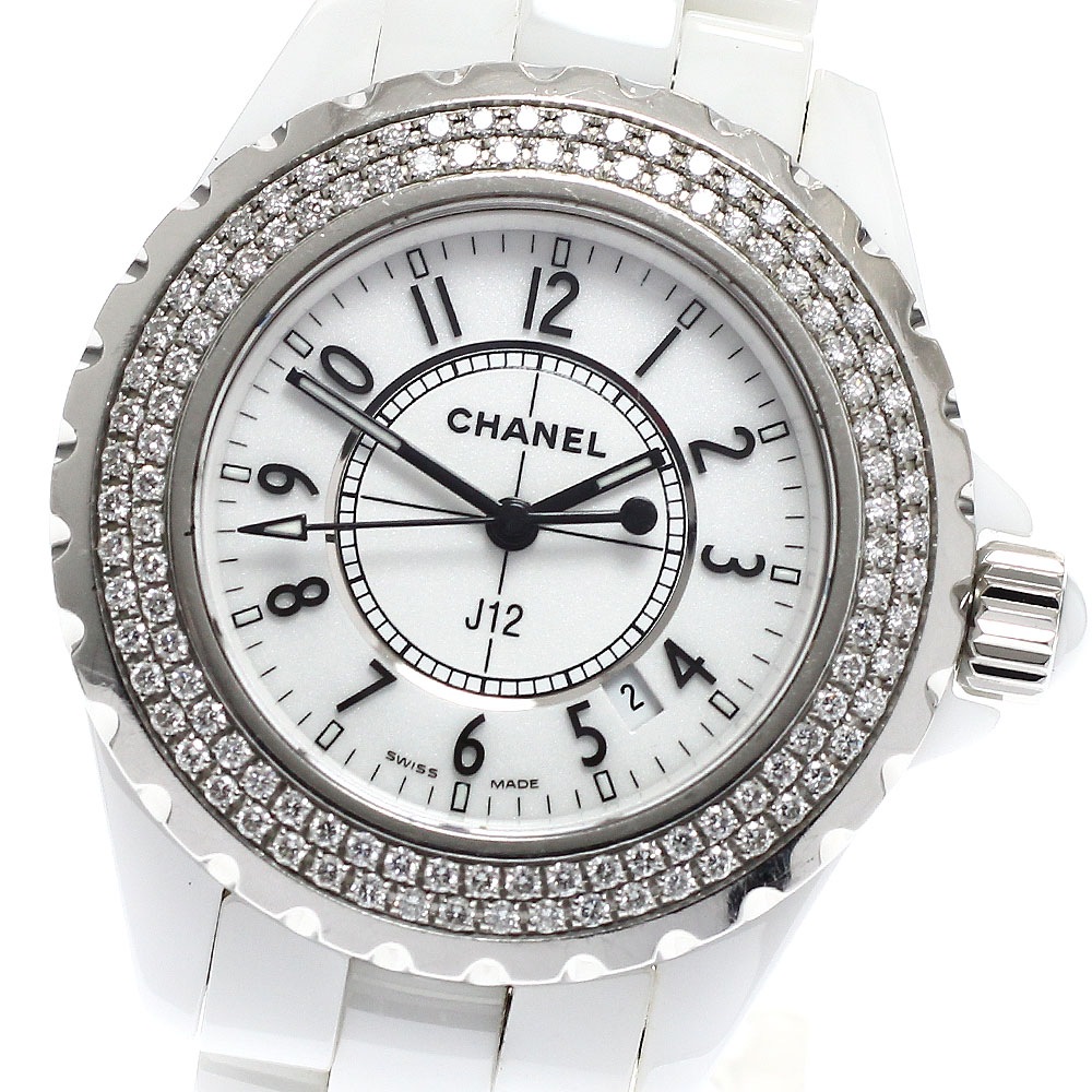 訳あり シャネル CHANEL H0967 J12 ダイヤベゼル 白セラミック クォーツ レディース _939441【中古】