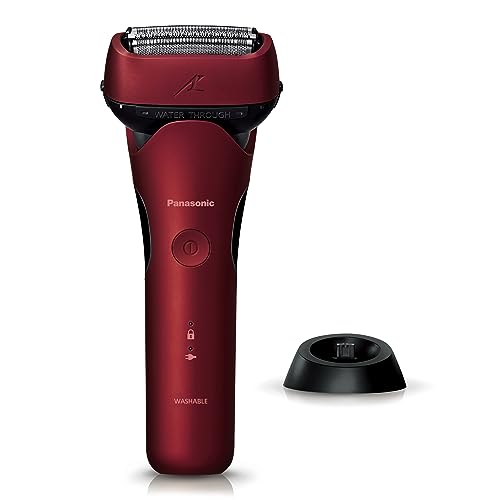 パナソニック シェーバー ラムダッシュ 3枚刃 電動 髭剃り メンズ 充電スタンド 密着スイングヘッド ES-L340D-R 赤
